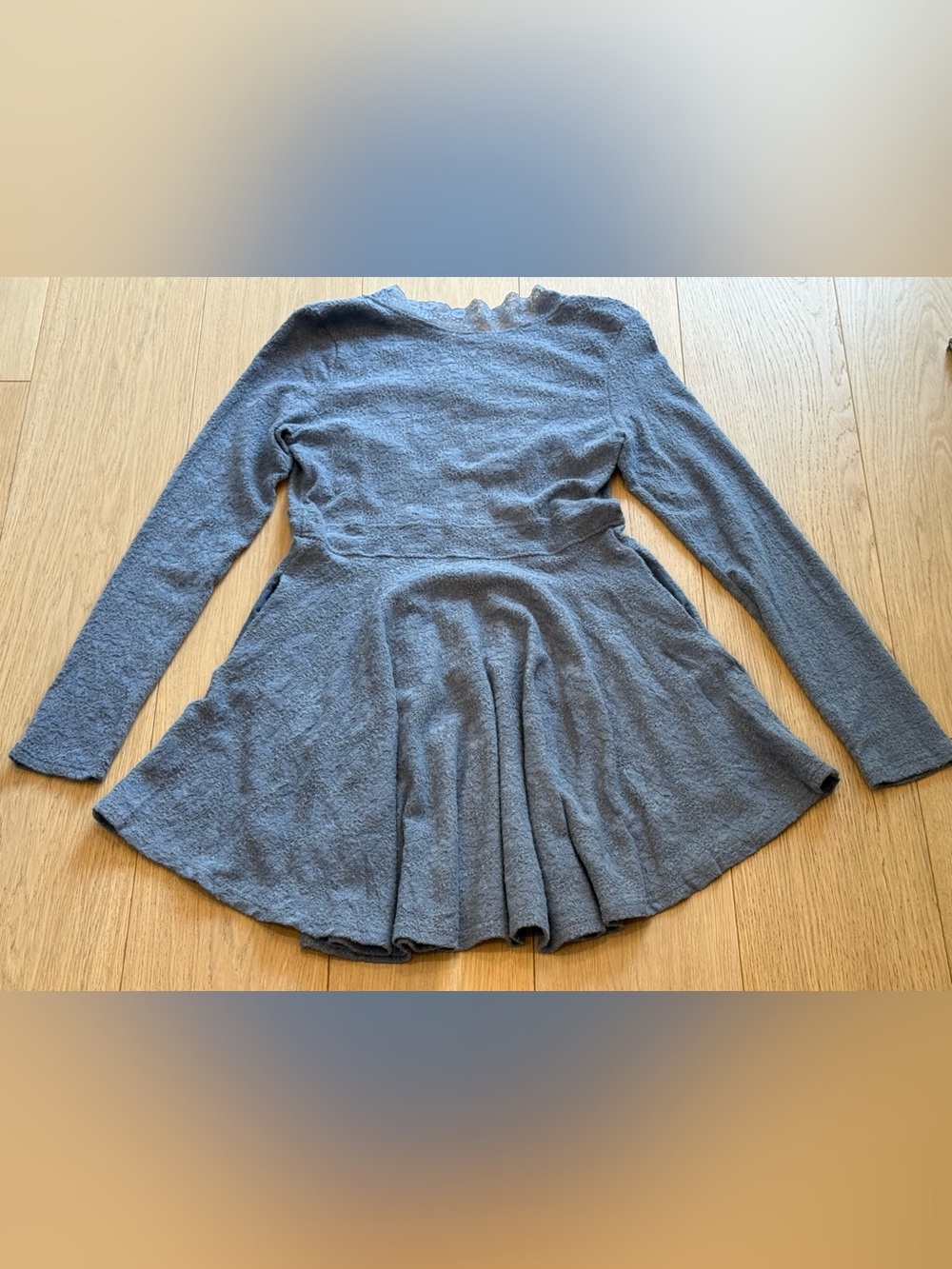 NWOT Free People All Yours Long Sleeve Mini Dress Blue Lace Trim Size M Boho - Picture 10 of 11